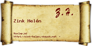 Zink Helén névjegykártya